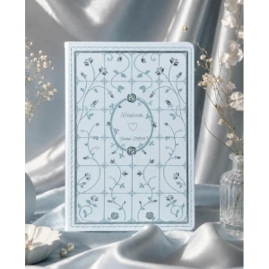 VICTORIAS JOURNALS 126-2644 FLEUR VEGAN DERİ SERT KAPAK A5 120gr.80P. NOKTALI DEFTER - MAVİ