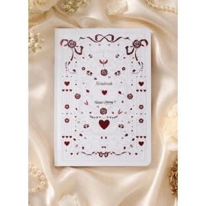 VICTORIAS JOURNALS 126-2642 AMOUR VEGAN DERİ SERT KAPAK A5 100gr.96YP.ÇİZGİLİ DEFTER  - BEYAZ