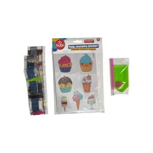 BU-BU AC0020 TAŞLI BOYAMA STICKER SETİ DONDURMA DESENLİ  3+