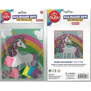 BU-BU AC0010 UNICORN DESENLİ YAPIŞKANLI EVA MOZAİK SETİ 3+