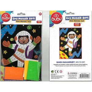BU-BU AC0011 UZAY (ASTRONOT) DESENLİ YAPIŞKANLI EVA MOZAİK SETİ 3+
