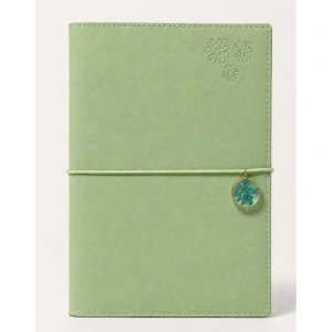 VICTORIAS JOURNALS CHARM ÇİÇEK 126-2741 VEGAN DERİ KAPAK A5 100 gr. 96 YP. KREM NOKTALI DEFTER PASTEL YEŞİL