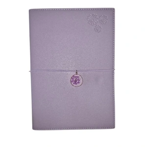 VICTORIAS JOURNALS CHARM ÇİÇEK 126-2740 VEGAN DERİ KAPAK A5 100 gr. 96 YP. KREM NOKTALI DEFTER PASTEL LİLA