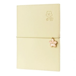 VICTORIAS JOURNALS ÇİÇEK 124-1043 VEGAN DERİ KAPAK LASTİKLİ 13X18 cm 80 gr. 96 YP. KREM ÇİZGİLİ DEFTER PASTEL SARI