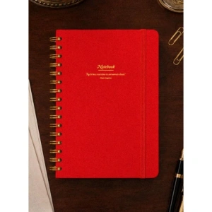 VICTORIAS JOURNALS 1604 CANVAS SERT KAPAK A5  100gr.160 SYF. NOKTALI DEFTER KIRMIZI