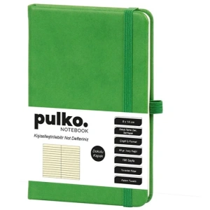 PULKO PND036 KLASİK SERT KAPAK 9x14cm 80gr.196 SAYFA TERMO DERİ ÇİZGİLİ NOT DEFTER - YEŞİL