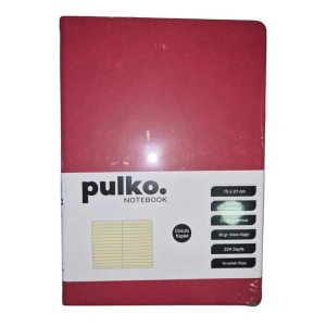 PULKO NOTEBOOK PND309437 KLASİK SERT KAPAK 15x21cm 80gr.224 SAYFA TERMO DERİ ÇİZGİLİ DEFTER - KIRMIZI