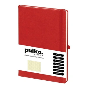 PULKO NOTEBOOK PND041 SERT KAPAK 16x24cm 80gr.240 SAYFA TERMO DERİ KARELİ DEFTER - KIRMIZI