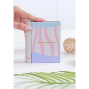 DAKS 2003 HEDİYELİK TENEKE KUTU KİTAP ŞEKİLLİ - BOOK TIN WHERE LINES TELL STORIES 9.5x11x3cm