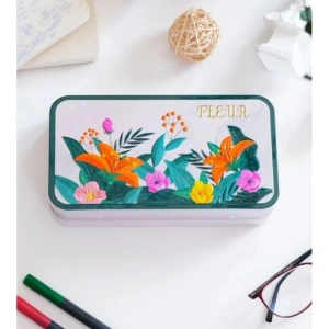 DAKS 2004 HEDİYELİK TENEKE KUTU DİKDÖRTGEN - FLEUR 19.7x10.7x4.5cm