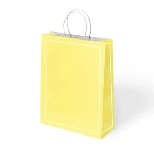 KİKA 1000757 BÜKÜM SAPLI 25x12x31cm HEDİYELİK KAĞIT ÇANTA MAKARON SARI  - TEKLİ