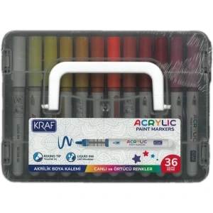 KRAF 666 AKRİLİK MARKER YUVARLAK UÇ BOYA KALEMİ SETİ 36LI
