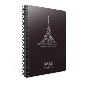GIPTA DARK PLASTİK SPİRALLİ PP KAPAK DEFTER 12X17 50YP. SİYAH ÇİZGİSİZ DEFTER - 2674