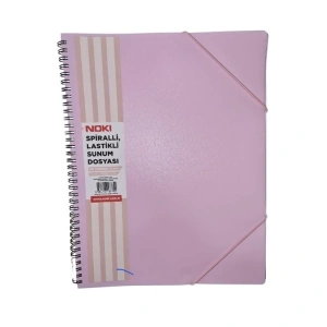 NOKİ  A4 SPİRALLİ LASTİLKİ 60LI SUNUM DOSYASI -PASTEL PEMBE