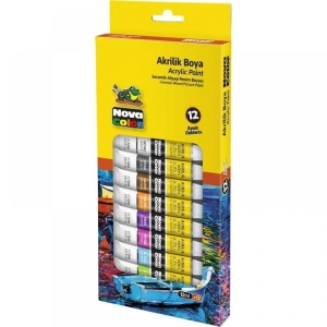 NOVA COLOR NC-2004 AKRİLİK BOYA TÜP 12ml 12 RENK KARTON KUTU