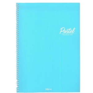 PAPİRÜS PASTEL PP. KAPAK SPİRALLİ A4 72YP. KARELİ DEFTER - TEKLİ