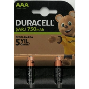 DURACELL HR03 DC2400 RECHARGEABLE (ŞARJLI) AAA İNCE KALEM PİL 750mAh/1.2V  2Lİ TEK KARTELA