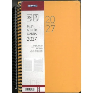 GIPTA 406-SEK 17X24 EKO SERT KAPAK SPİRALLİ GÜNLÜK ÇİZGİLİ AJANDA - TEKLİ