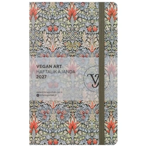 VICTORIAS JOURNALS 226-2318 13x21cm SMYTH VEGAN ART SERT KAPAK CEPLİ LASTİKLİ HAFTALIK AJANDA - DESEN 2