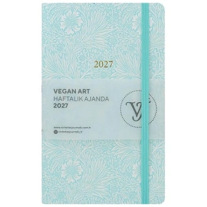 VICTORIAS JOURNALS 226-2319 13x21cm SMYTH VEGAN ART SERT KAPAK CEPLİ LASTİKLİ HAFTALIK AJANDA - DESEN 3