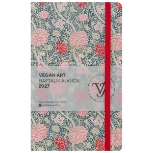 VICTORIAS JOURNALS 226-2321 13x21cm SMYTH VEGAN ART SERT KAPAK CEPLİ LASTİKLİ HAFTALIK AJANDA - DESEN 5