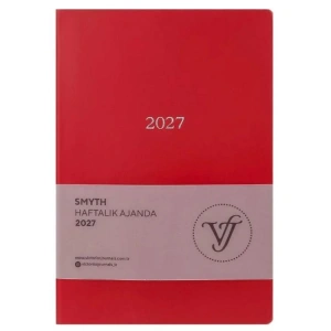 VICTORIAS JOURNALS 226-2330 14x20,5 cm A5 SMYTH ESNEK KAPAK GÜMÜŞ YALDIZ KENAR HAFTALIK AJANDA - KIRMIZI