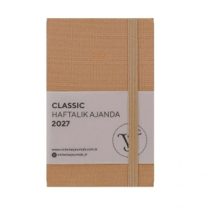 VICTORIAS JOURNALS 226-2356 9x14 cm CLASSIC SERT KAPAK CEPLİ LASTİKLİ HAFTALIK AJANDA - OLİVE