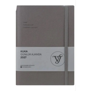 VICTORIAS JOURNALS 226-2406 14x20,5 cm KUKA 416 SAYFA RENKLİ KENAR LASTİKLİ CEPLİ ESNEK KAPAK GÜNLÜK AJANDA - GRİ