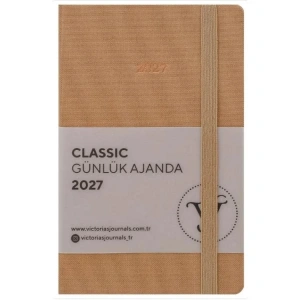 VICTORIAS JOURNALS 226-2426 9x14 cm CLASSIC SERT KAPAK CEPLİ LASTİKLİ GÜNLÜK AJANDA - OLİVE