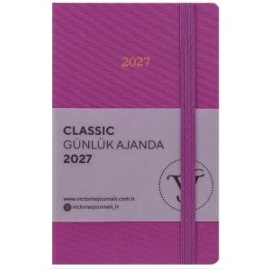VICTORIAS JOURNALS 226-2427 9x14 cm CLASSIC SERT KAPAK CEPLİ LASTİKLİ GÜNLÜK AJANDA - LİLA