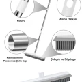 Kauçuk Zemin Çekpas Fırça Sihirli Süpürge 2si 1 Arada Ayarlanabilir Uzayan Saplı Tüy Toplayıcı Mop