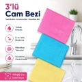 Ellesill İthal 3’lü Cam Bezi, Temizlik Bezi, Kurulama Bezi, Mikrofiber Bez - 40x60cm Renkli Bez