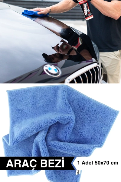 Ellesill Mikrofiber Araba Kurulama Bezi 50x70 cm Mavi Renk - (1 adet)