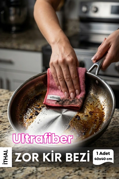 İthal Ultrafiber Zor Kir Bezi, Ovma Bezi, Tezgah Bezi Pembe Renk Bez 40x40 cm - 300 Gsm