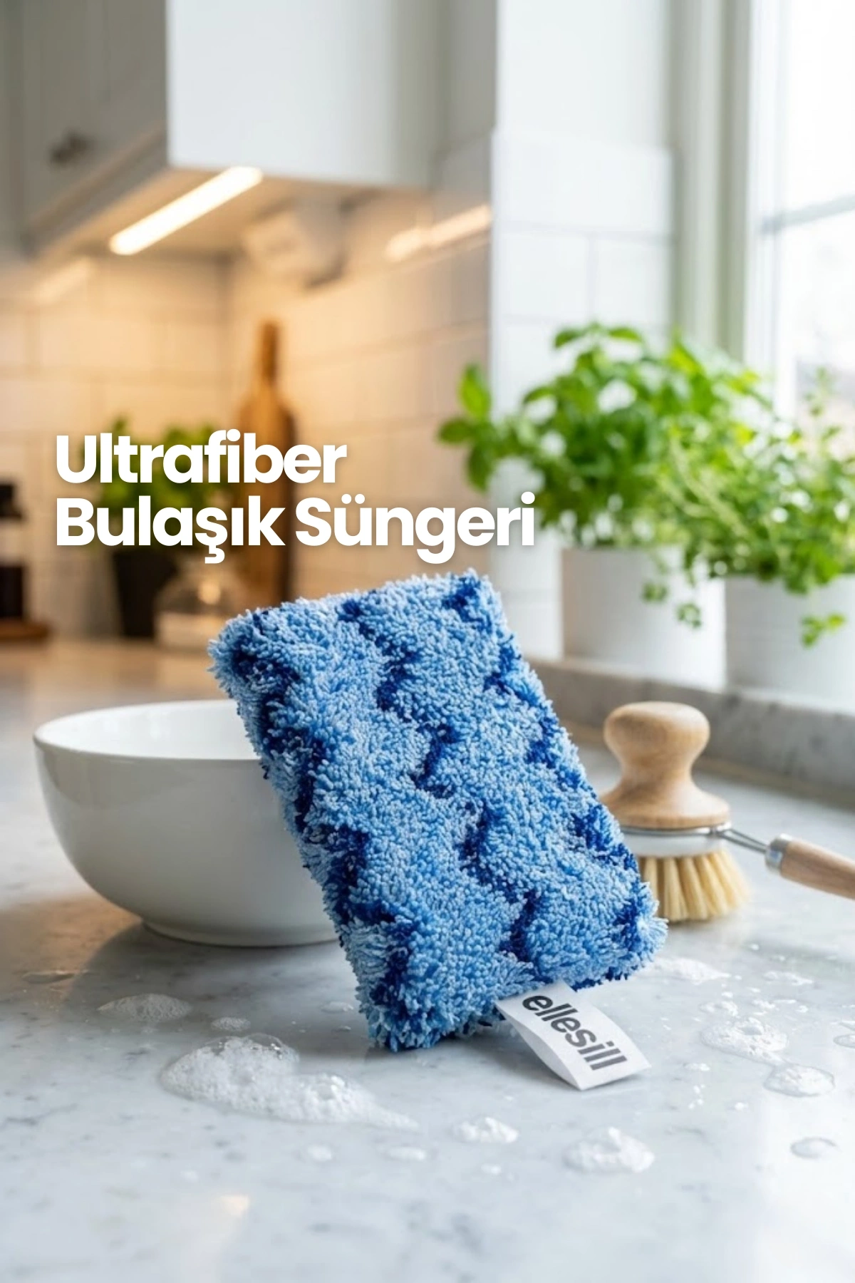 İthal Ultrafiber Bulaşık Süngeri Scrub Pro Mavi Renk Sünger 12x7x3 cm - 16g