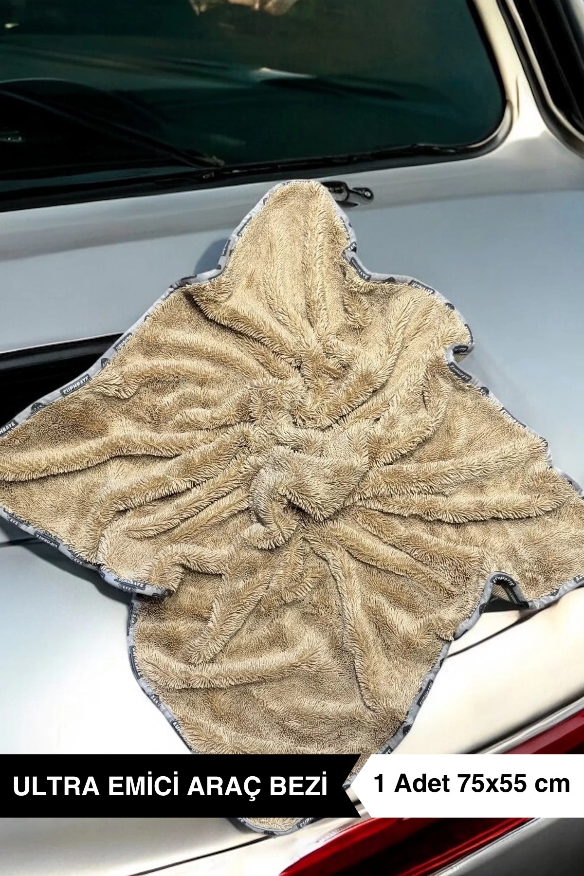 Car Veluxe Premium Ultra Emici Tüy Bırakmayan Kahverengi Araç Bezi 75x55 cm