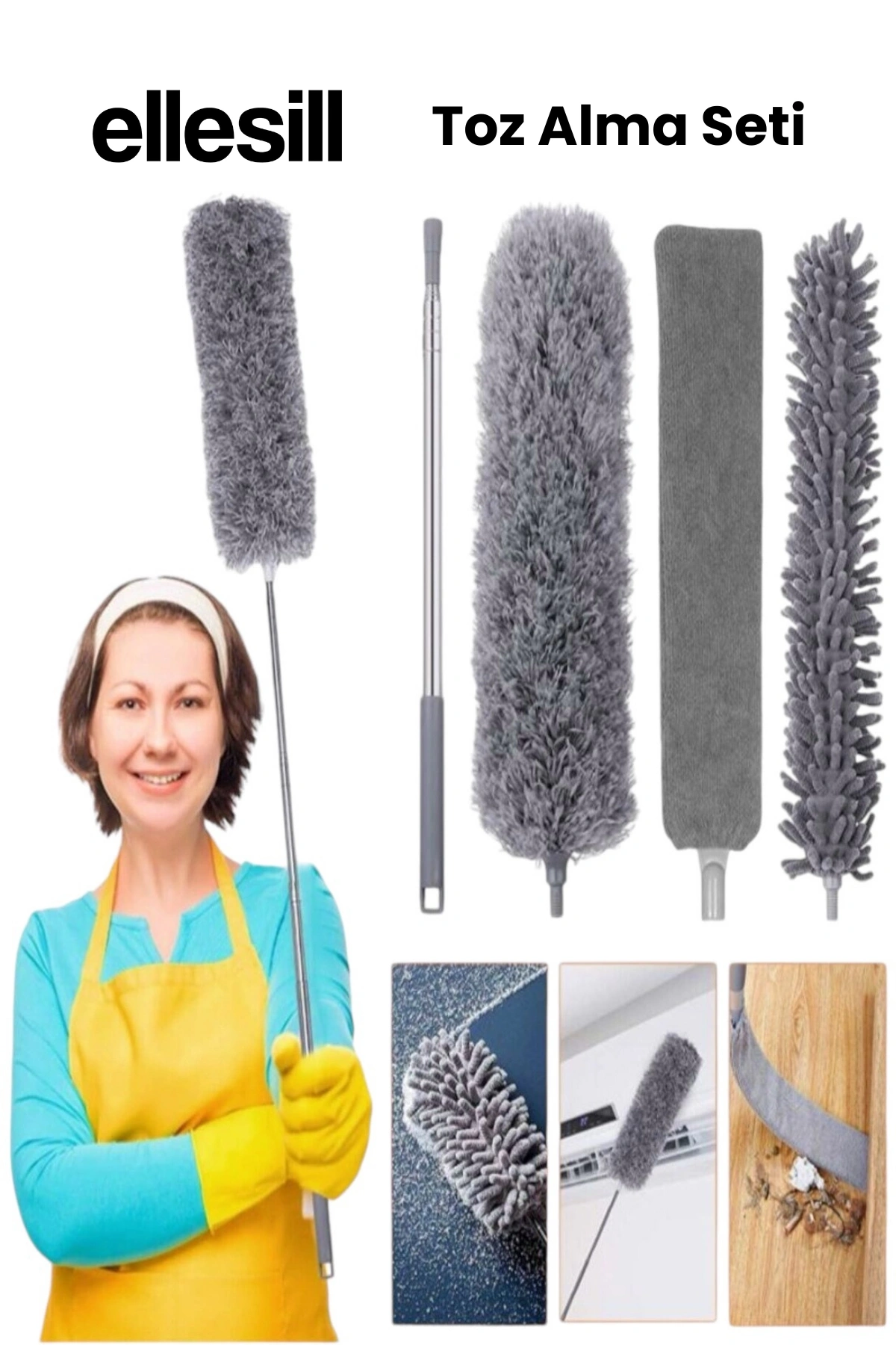 Çok Amaçlı Anti-Statik Bükülebilen Ayarlanabilir Saplı Toz Alma Seti