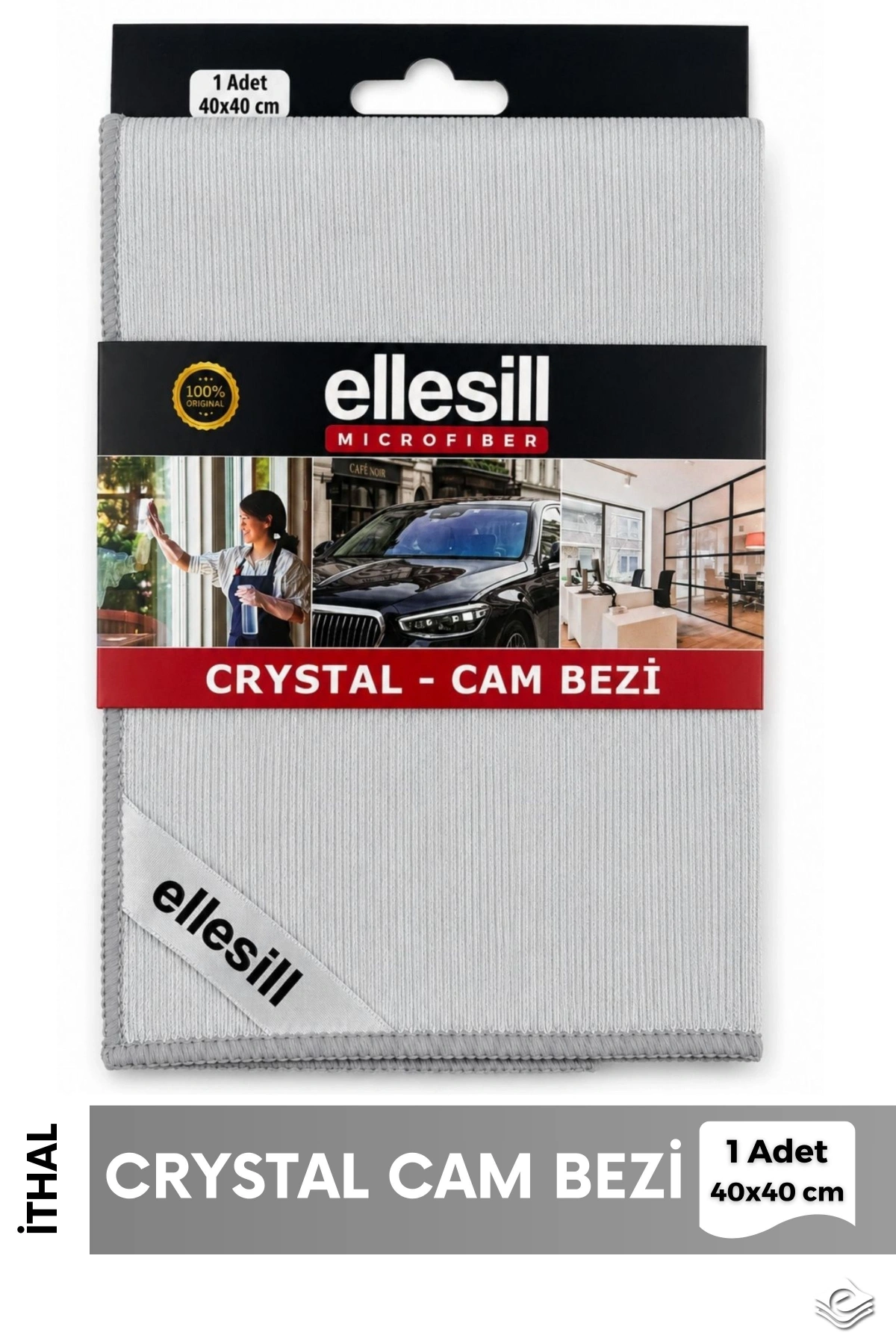 Crystal Gri Cam Bezi 40x40 cm - (1 Adet)