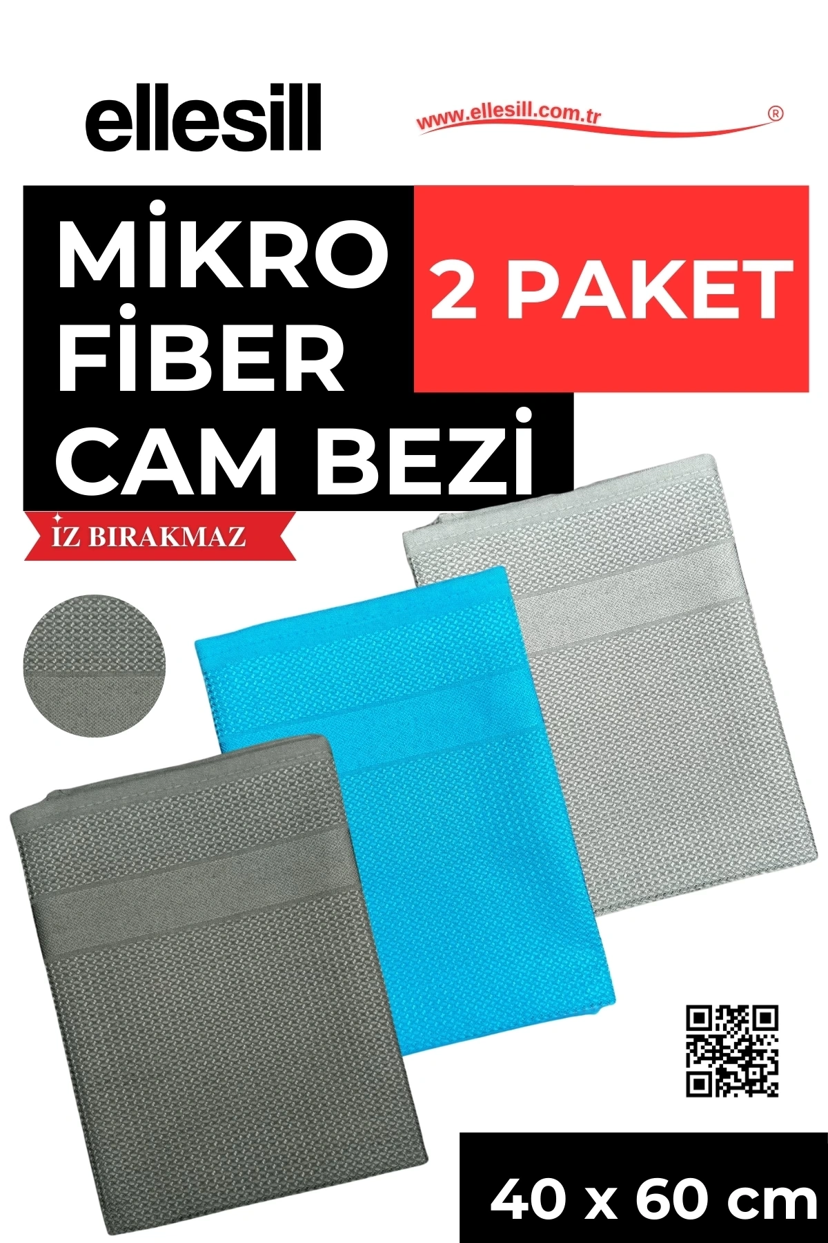 İthal Cam Bezi ve 6lı Temizlik Bezi 40x60cm (2 Paket) - Ellesill