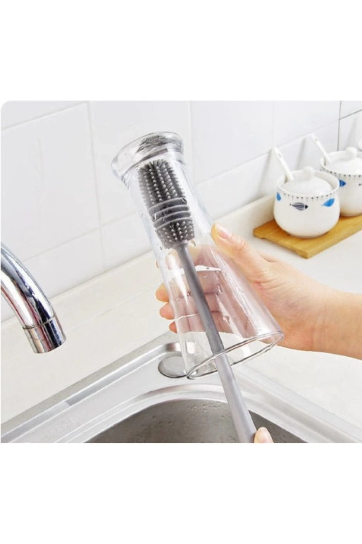 Ellesill Derin ve Dar Kavanoz Şişe ve Sürahi Temizliği Ulaşılması Zor Yerlerin Fırçası