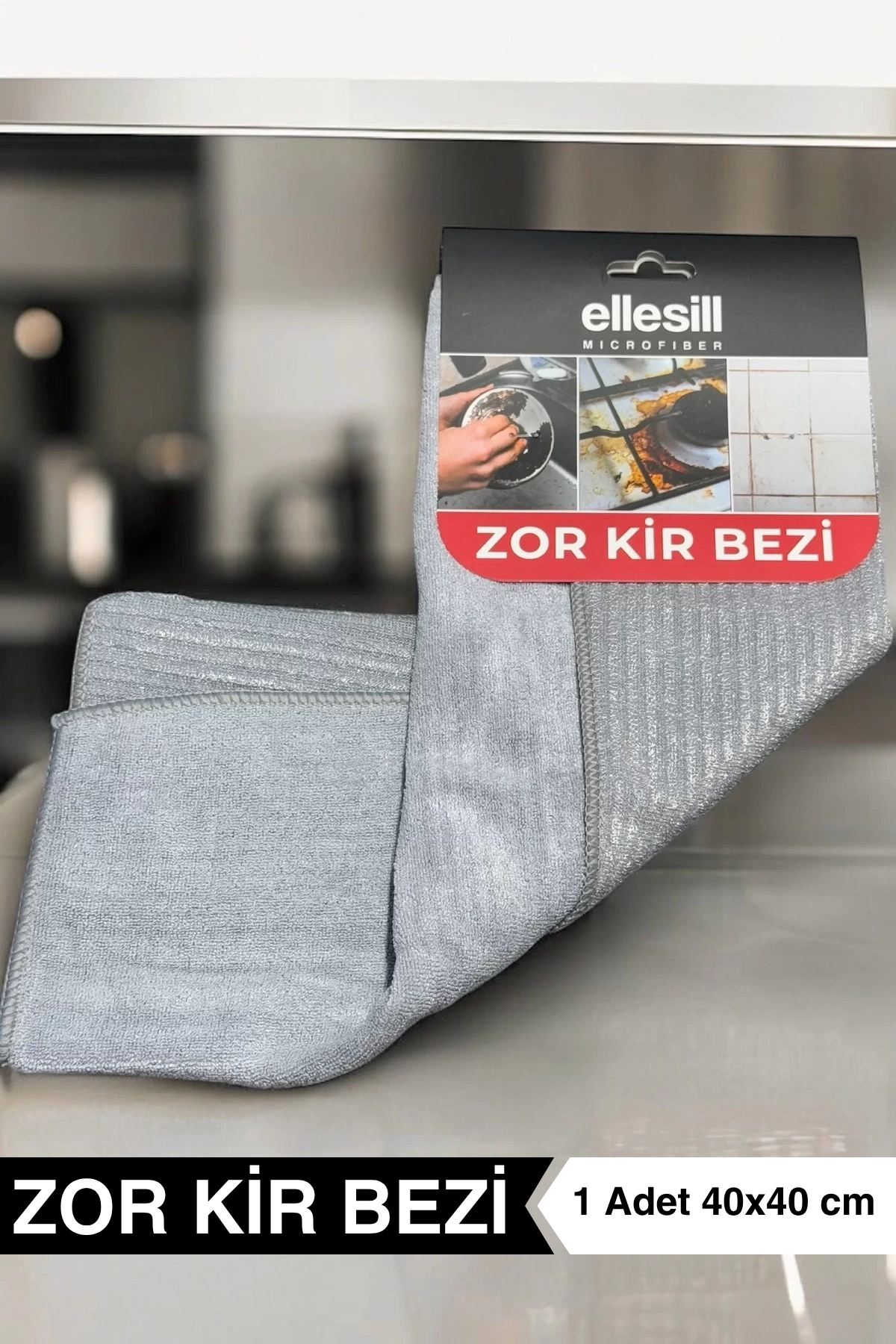 Ellesill Hassas Zor Kir Temizleme Bezi Gri 40x40 cm - ZorSoft