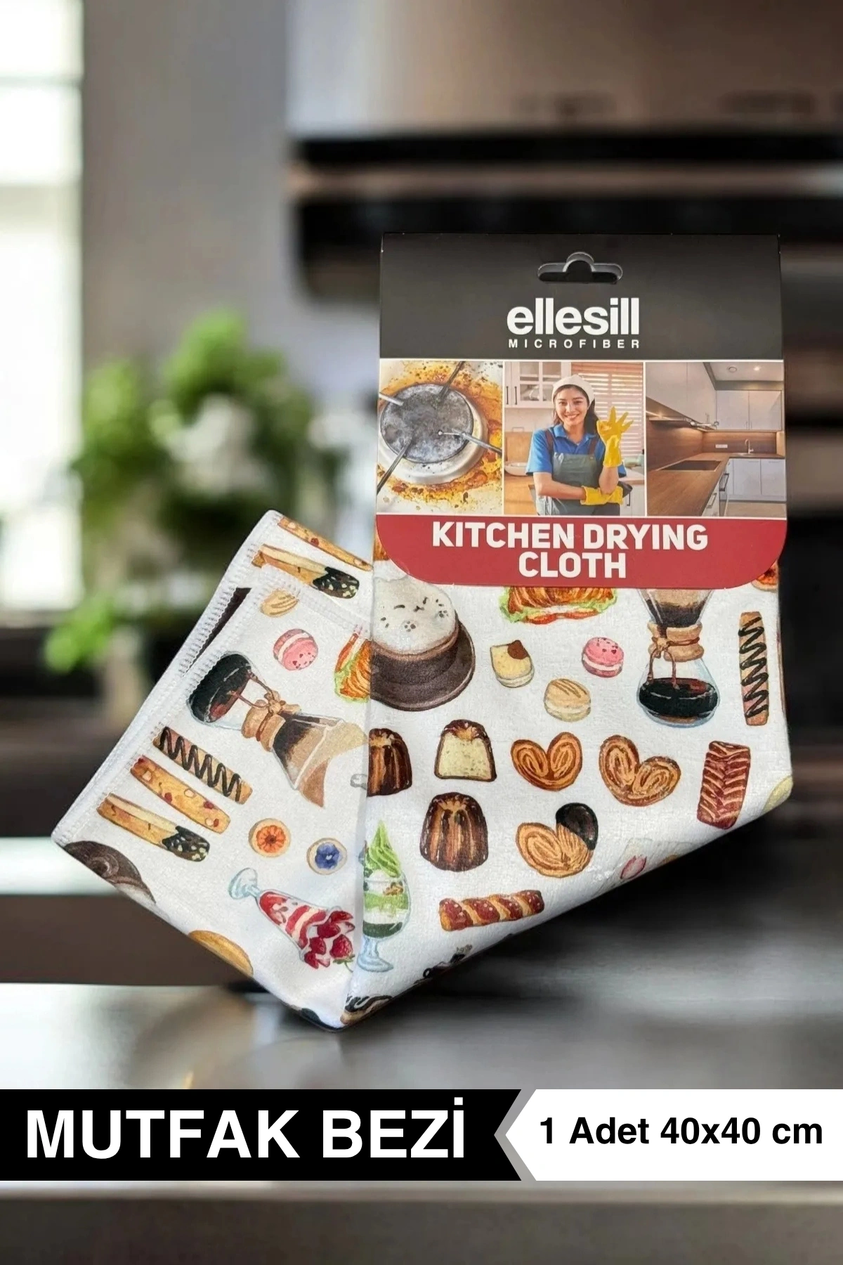 Ellesill Mutfak Bezi Tezgah Bezi ve Kurulama Temizlik Bezi 40x40 cm - Kitchen Pro Cloth