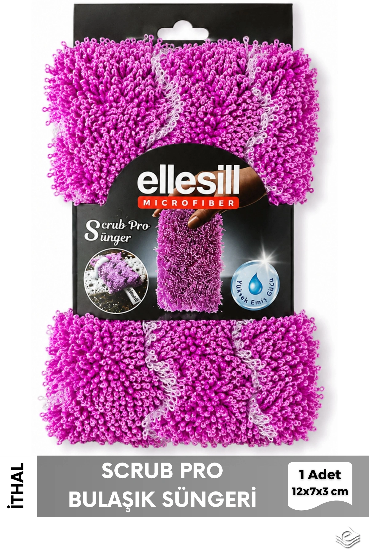 Ellesill Scrub Pro Bulaşık Süngeri - Pembe Renk 12x7x3 cm