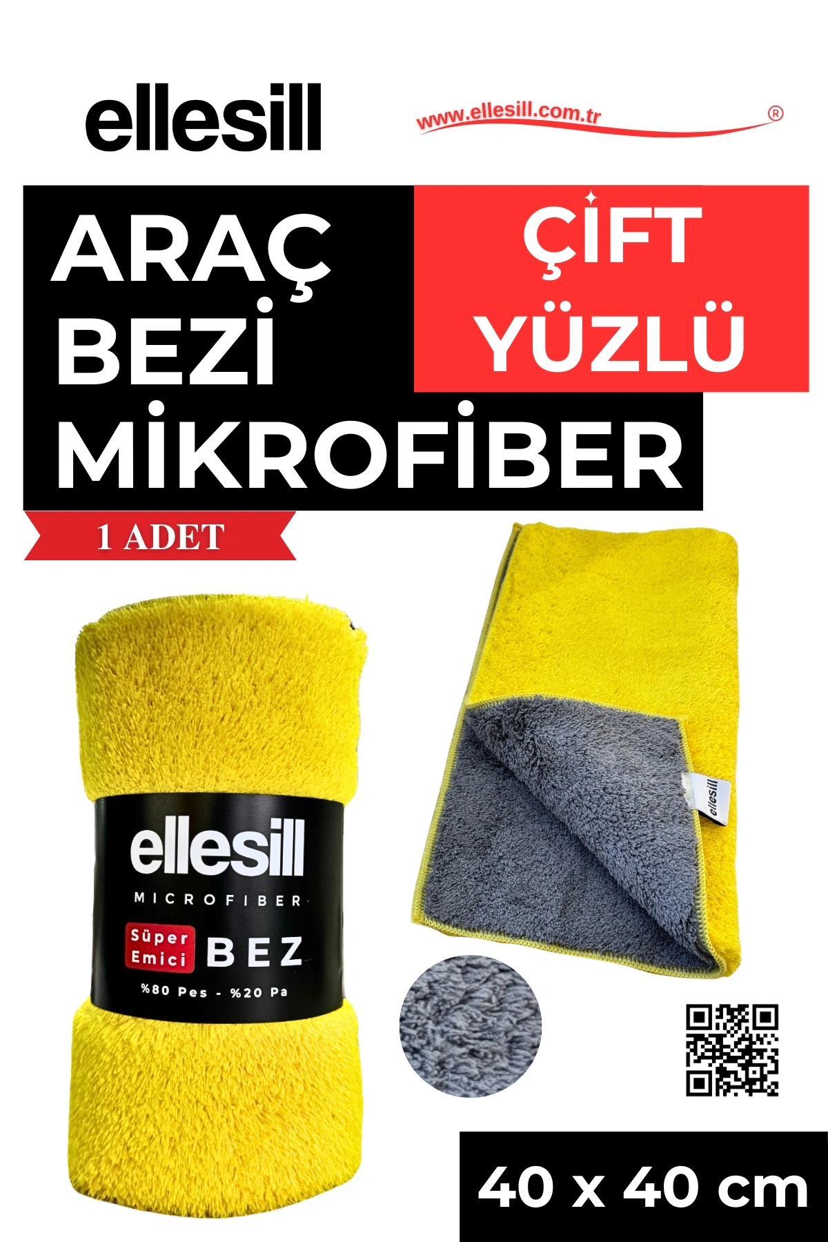 Ellesill Süper Emici Araç Bezi Double Face Ultrasoft - 40x40 cm
