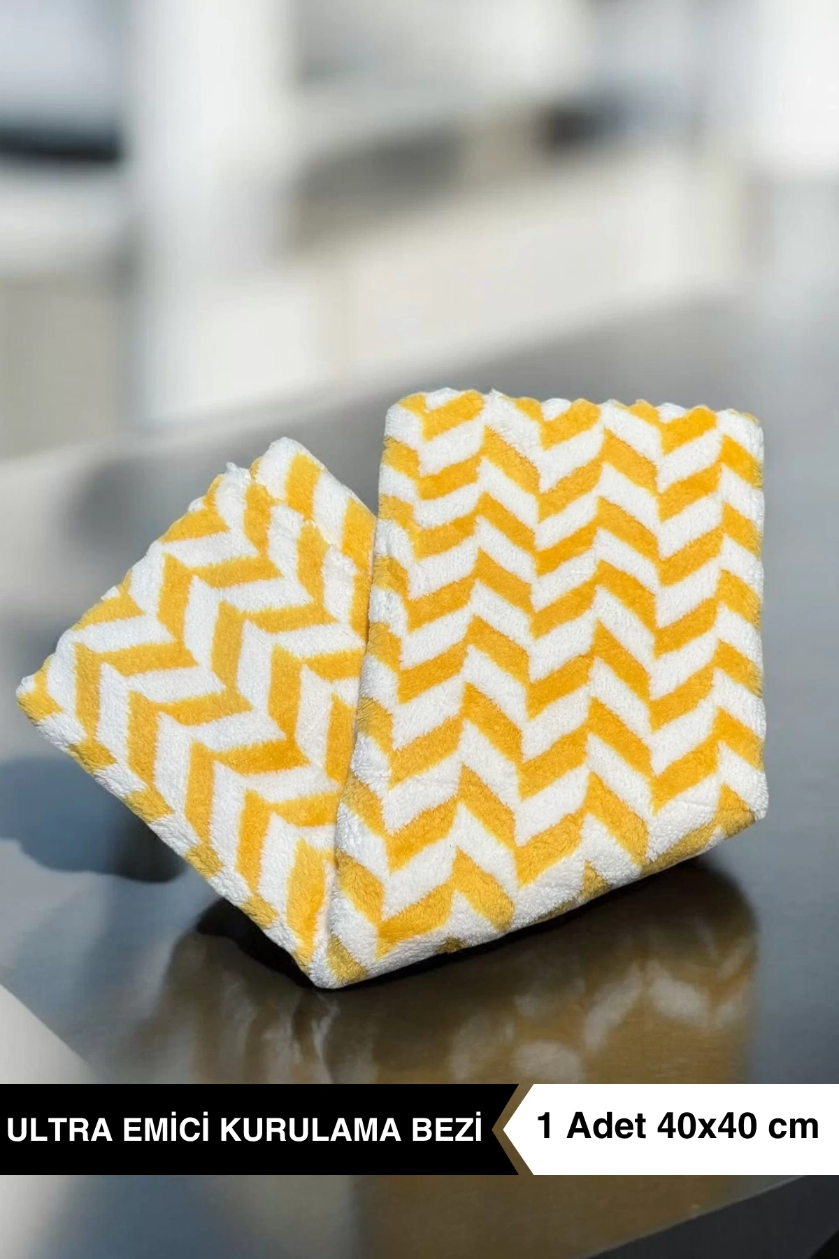 Ellesill Ultra Emici Mikrofiber Kurulama Bezi Sarı Renk - 40x40 cm