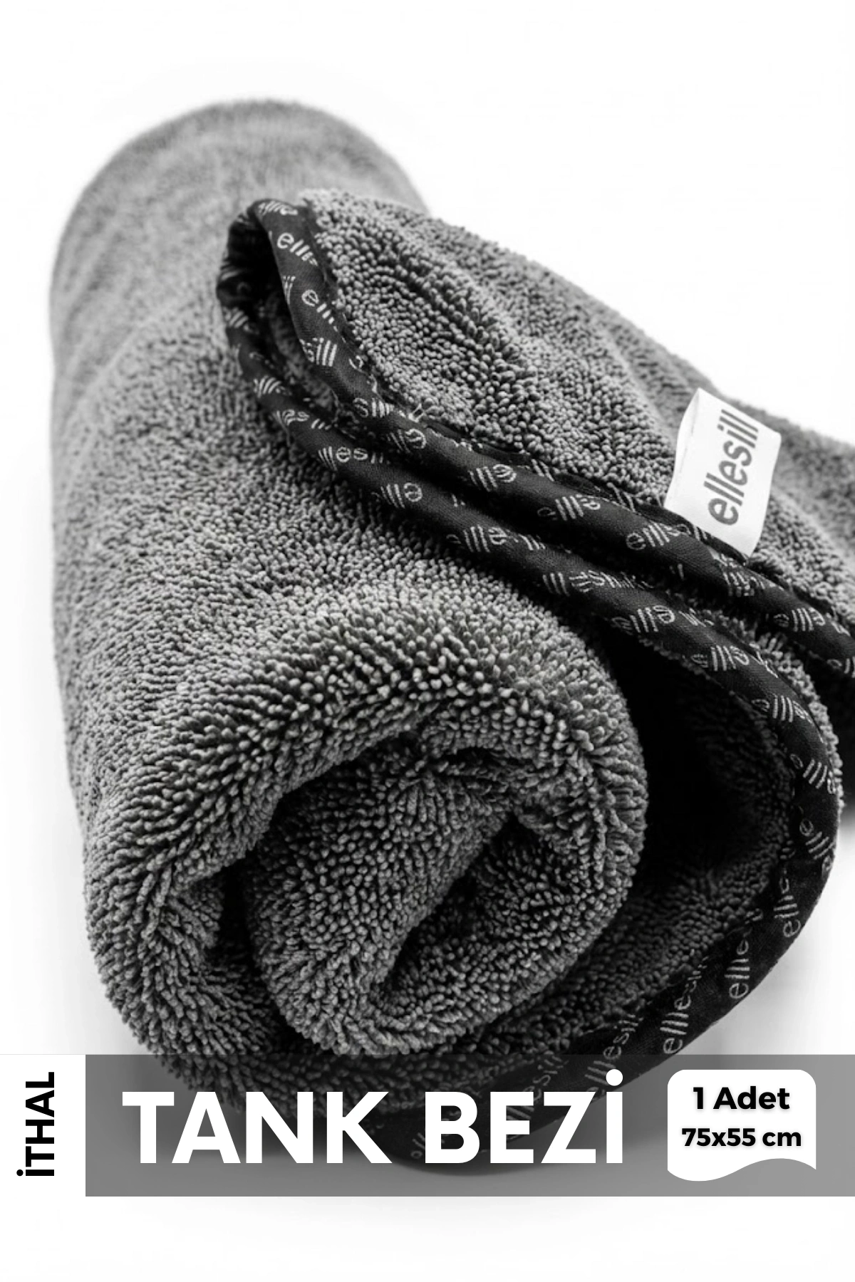 İthal Ultrafiber Araç Kurulama Bezi Büyük Boy Leke Bırakmaz Oto Cam Temizlik Havlusu 75x55 cm - Gri