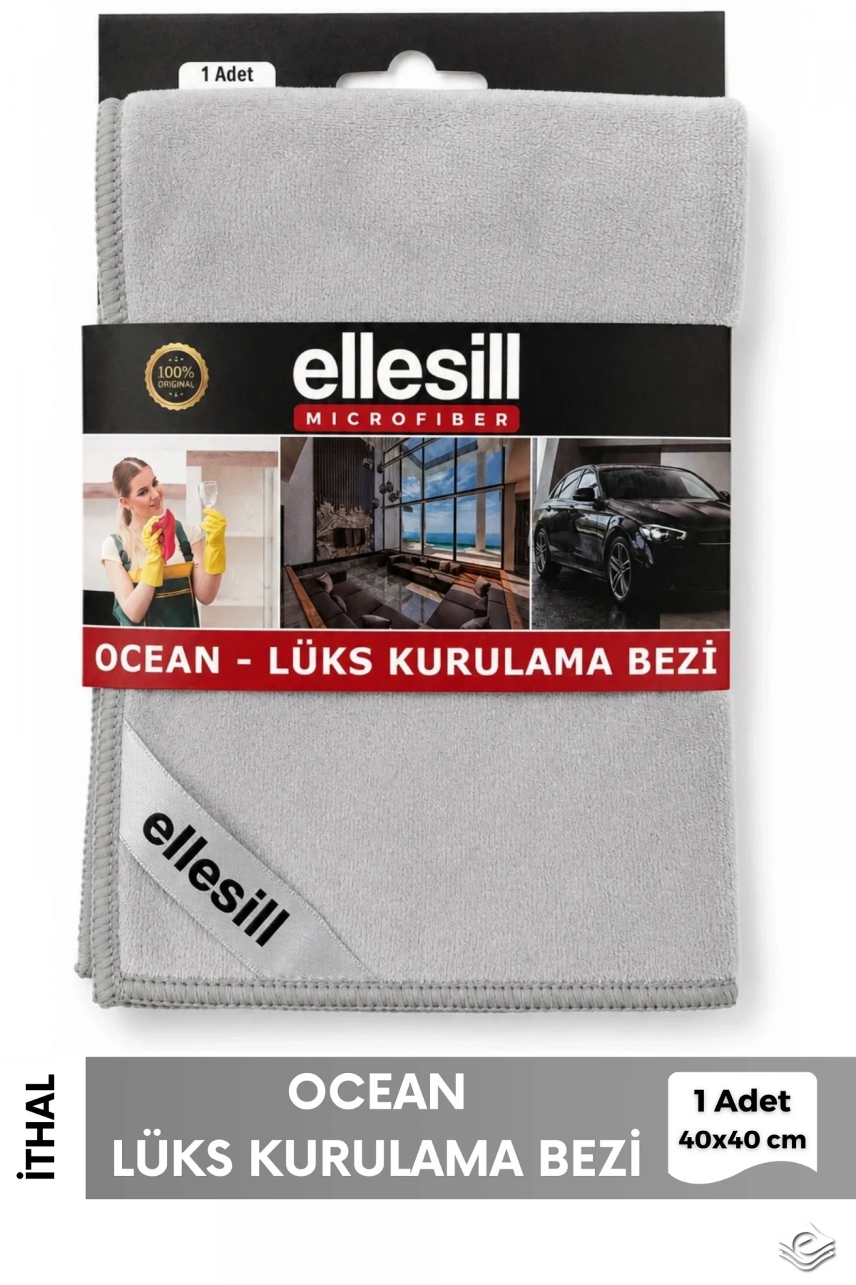 Ocean Lüks Gri Kurulama Bezi 40x40 cm - (1 Adet)