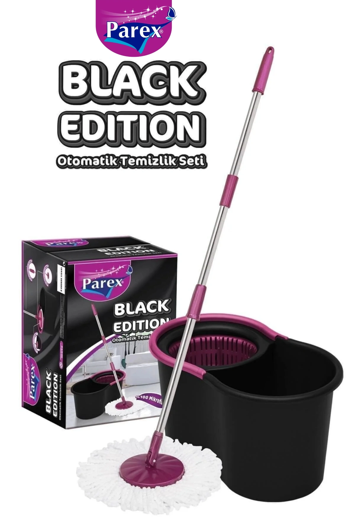 Parex Black Edition Otomatik Temizlik Seti - Kova Mop Seti