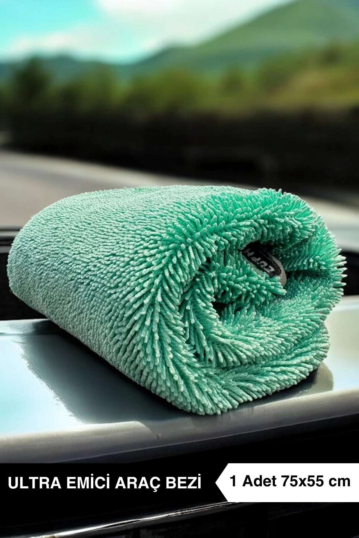 Profesyonel Tüy Bırakmayan Yeşil Ultra Emici Araç Kurulama Bezi 75x55 cm - Car Veluxe