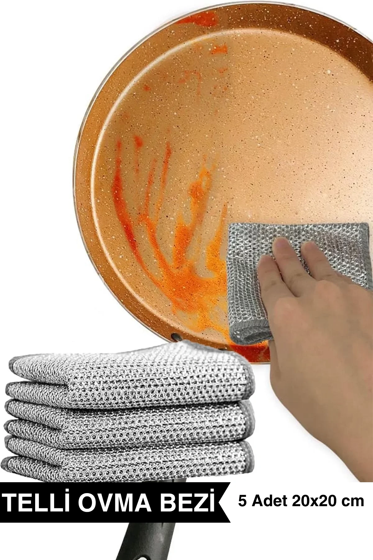 Telli Ovma Bulaşık Yıkama Bezi 5li Paket - Çizmez Çift Katman